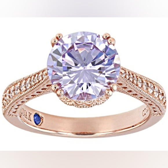 Sz 9, Purple & White Cubic Zirconia 18k Rose Gold Over 925 Silver,  5.98ctw, NWT - Picture 7 of 14